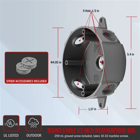 4 5 16 inch round weatherproof electrical box|5 inch round junction box.